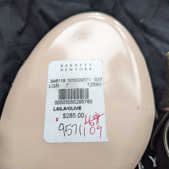 NWT Barneys Olive Satin Heels "Laila" - Picture 8 of 11